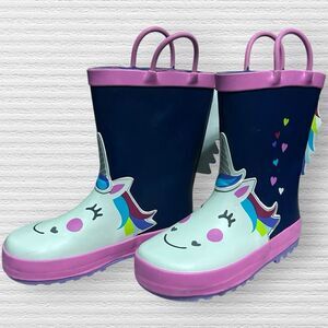KomForme Girls Unicorn Rain Boots- Size 10